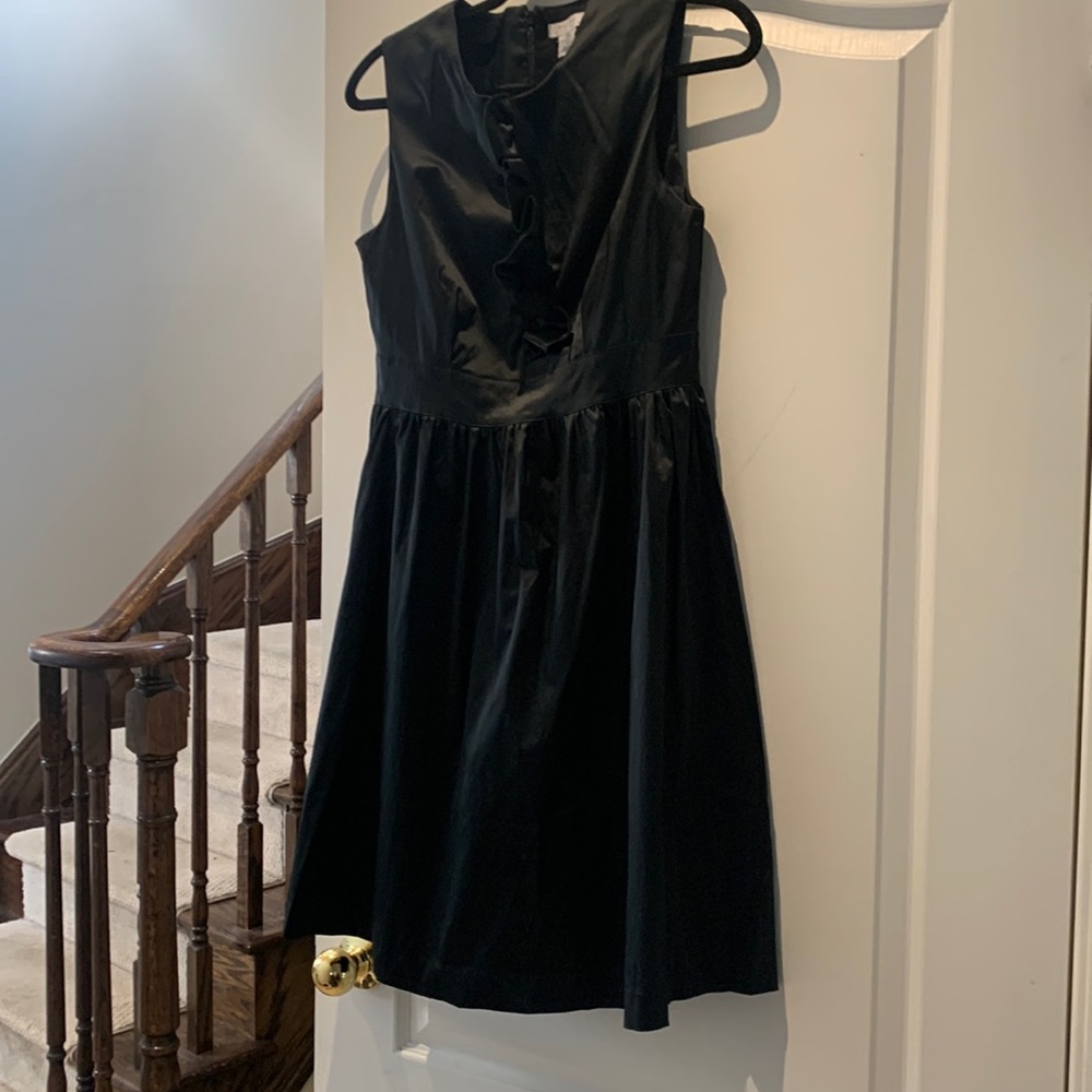 Alfred Sung “Pure” vintage satin dress with ruffles down the front
